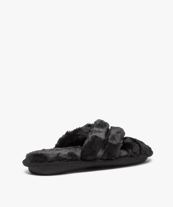 Chaussons femme mules ouvertes en fourrure imitation vue4 - GEMO(HOMWR FEM) - GEMO
