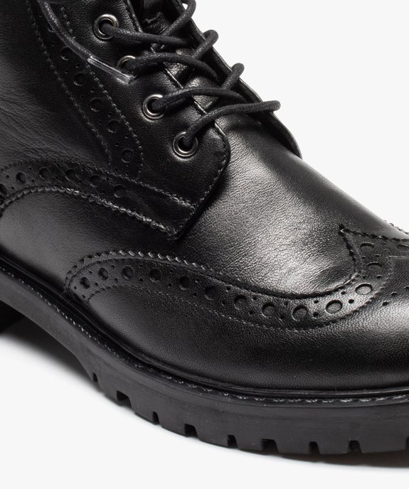 Boots femme dessus en cuir uni à bout fleuri  vue6 - GEMO (CASUAL) - GEMO