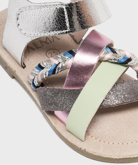 Sandales en cuir à brides fantaisie et scratch fille - Alma Planète vue6 - ALMA - GEMO