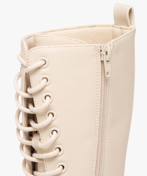 Bottes fille unies à semelle crantée fermeture lacets et zip vue6 - GEMO (ENFANT) - GEMO