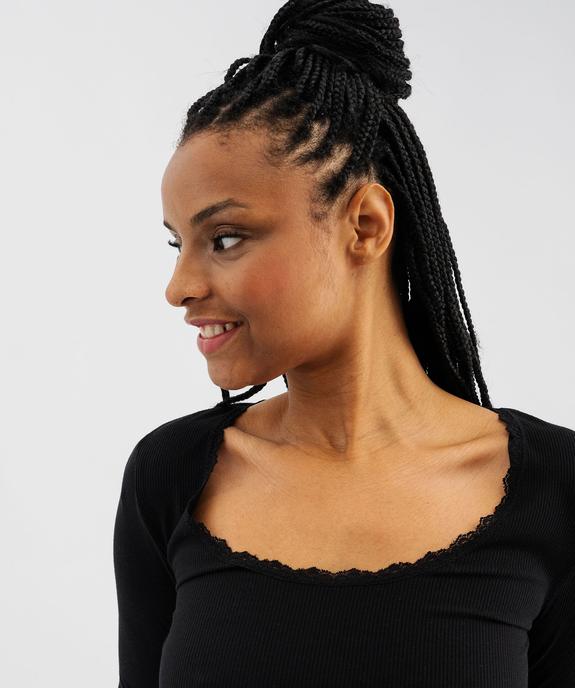 Tee-shirt manches longues avec col rond en dentelle femme vue11 - GEMO(HOMWR FEM) - GEMO