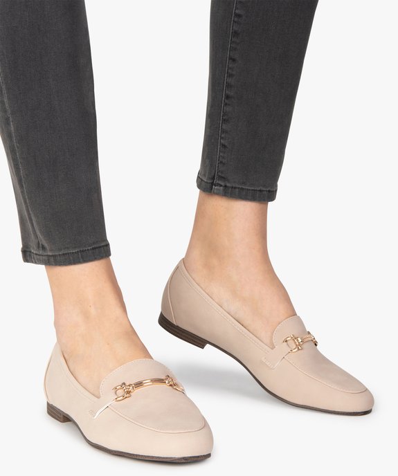 Mocassins femme à talon plat avec barrette métallique vue1 - GEMO (CASUAL) - GEMO
