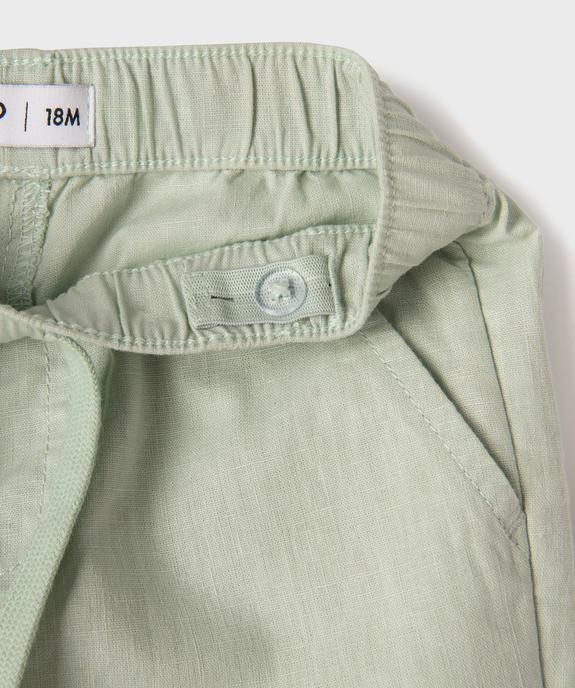 Short en coton et lin à taille élastiquée bébé garçon vue2 - GEMO 4G BEBE - GEMO