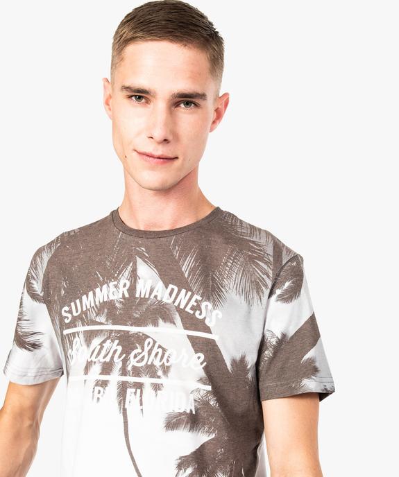 Tee-shirt à manches courtes avec imprimé plage all over vue2 - GEMO (HOMME) - GEMO
