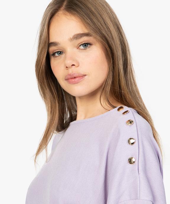 Tee-shirt femme à manches ¾ et boutons sur l’épaule vue2 - GEMO(FEMME PAP) - GEMO