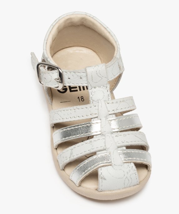 Sandales premiers pas bébé fille en cuir détails métallisés vue5 - GEMO(BEBE DEBT) - GEMO