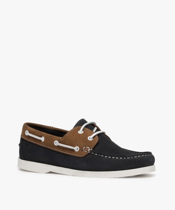 Chaussures bateau homme bicolores dessus cuir vue2 - GEMO (CASUAL) - GEMO