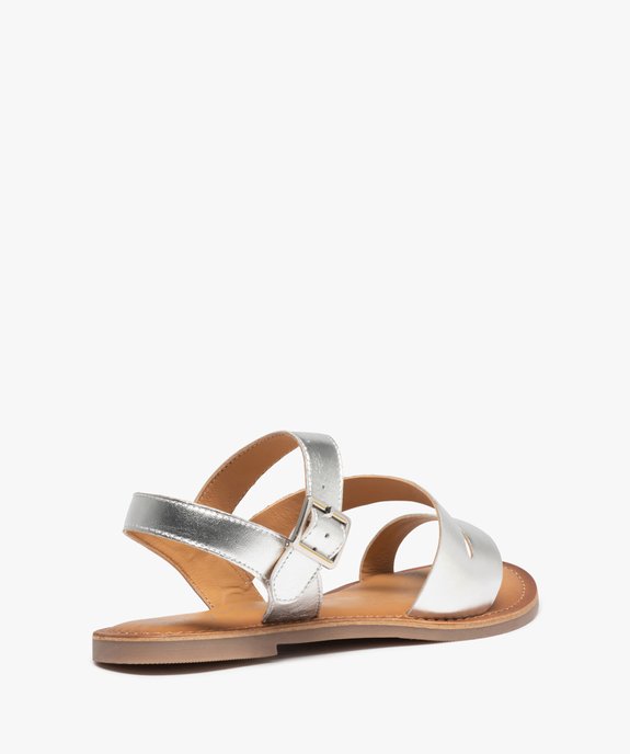 Sandales femme à talon plat et brides en cuir uni - Tanéo vue4 - TANEO - GEMO
