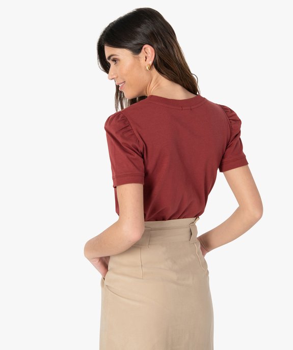 Tee-shirt femme à message avec manches bouffantes vue3 - GEMO(FEMME PAP) - GEMO