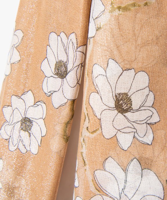 Foulard à motifs fleuris avec reflets scintillants femme vue2 - GEMO 4G FEMME - GEMO