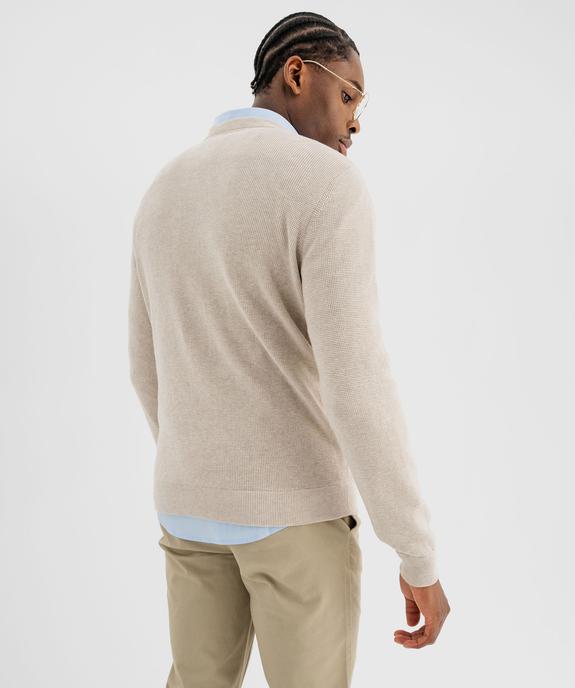 Pull col rond en coton uni homme vue3 - GEMO (HOMME) - GEMO