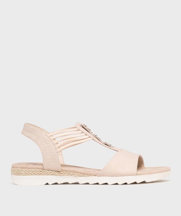Sandales à petit talon compensé et brides élastiques femme - Emilia Rosa vue1 - EMILIA ROSA - GEMO