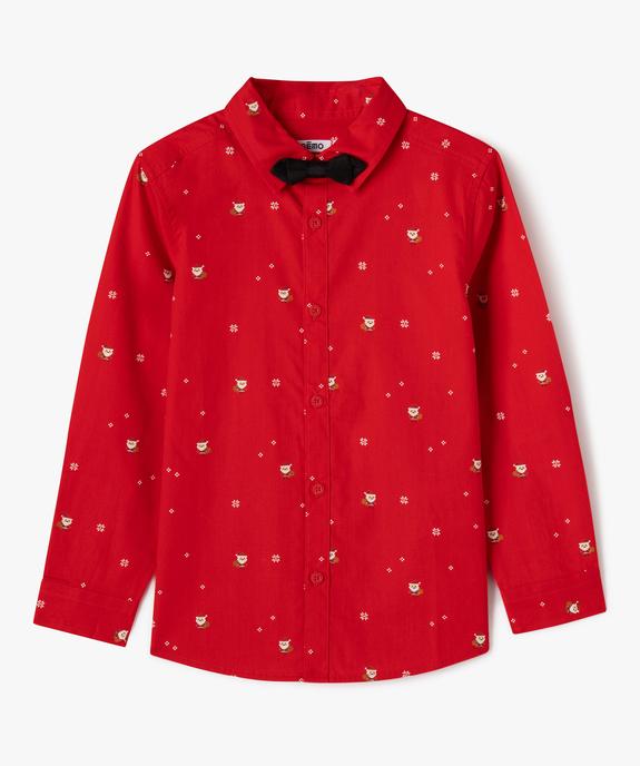 Chemise de Noël manches longues avec nœud papillon vue2 - GEMO (ENFANT) - GEMO