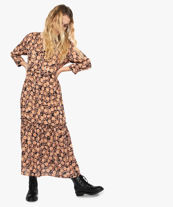 Robe femme longue et fluide imprimé floral vue5 - GEMO(FEMME PAP) - GEMO