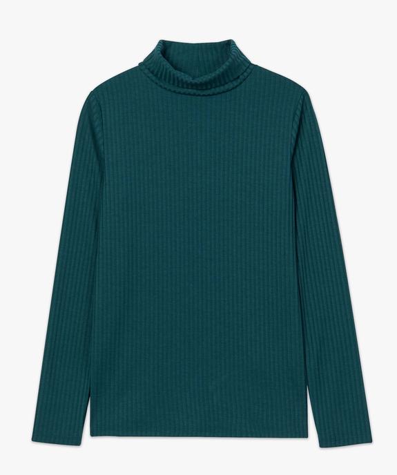 Tee-shirt femme en maille côtelée manches longues et col montant vue4 - GEMO 4G FEMME - GEMO
