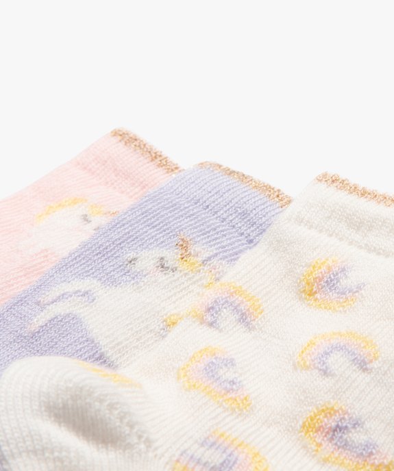 Chaussettes à motifs licorne bébé fille (lot de 3) vue2 - GEMO 4G BEBE - GEMO
