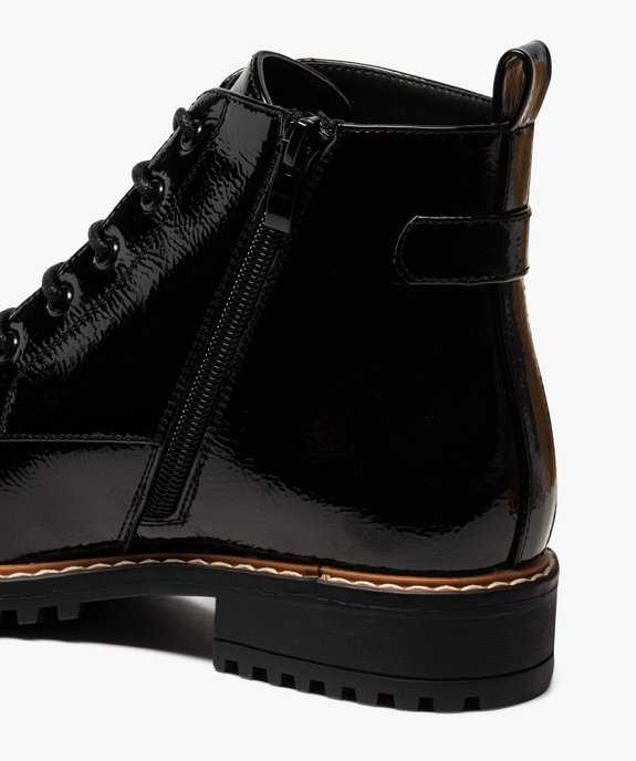 Boots femme à talon plat dessus uni et verni vue6 - GEMO (CASUAL) - GEMO