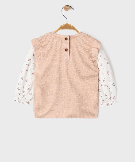 Pull 2 en 1 avec manches tee-shirt bébé fille vue3 - GEMO(BEBE DEBT) - GEMO
