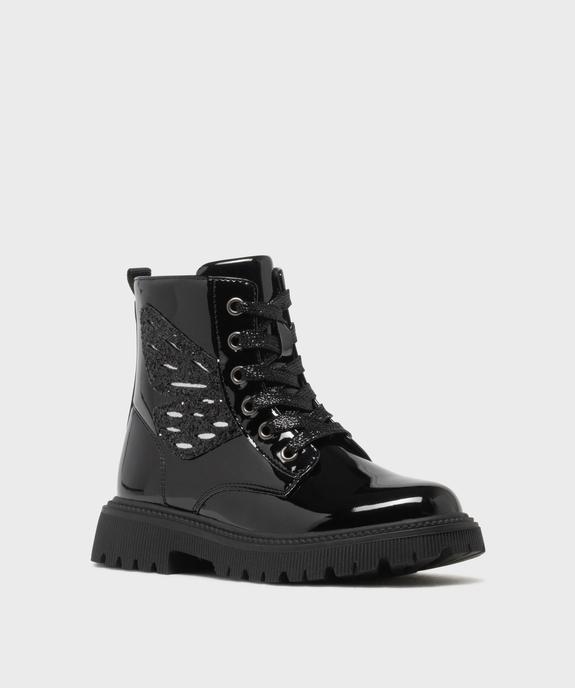 Boots rangers vernies à détails pailletés fille vue2 - LOVELY WINGS - GEMO