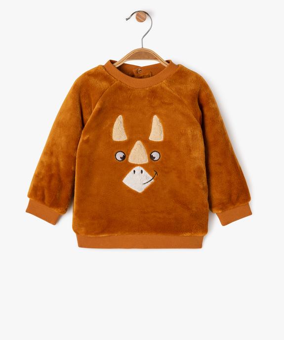 Sweat en maille peluche avec motif dinosaure brodé bébé garçon vue2 - GEMO(BEBE DEBT) - GEMO