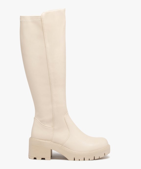Bottes femme unies à talon large avec tige souple montante  vue1 - GEMO(URBAIN) - GEMO