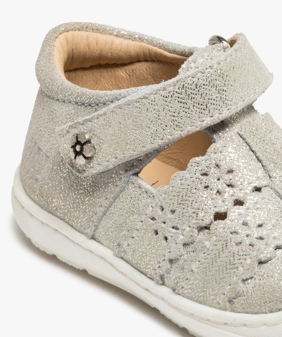 Babies premiers pas bébé fille en cuir effet toile – NA! vue6 - NA! - GEMO