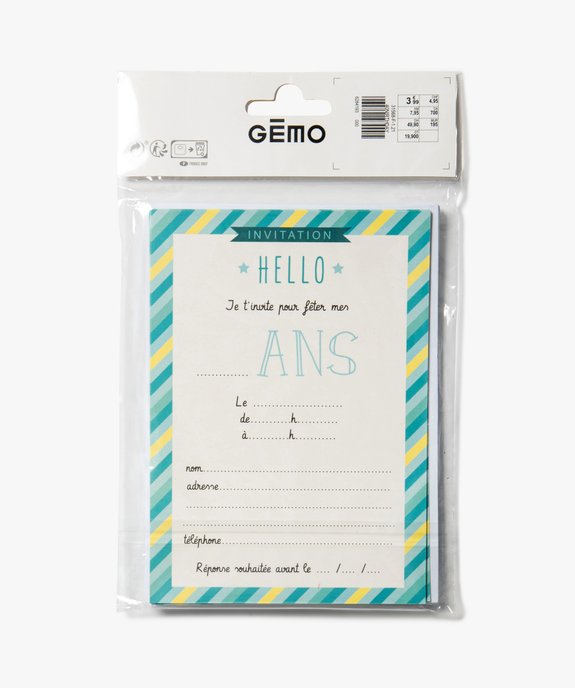 Cartes d'invitation anniversaire motif dinosaures vue2 - GEMO (ENFANT) - GEMO