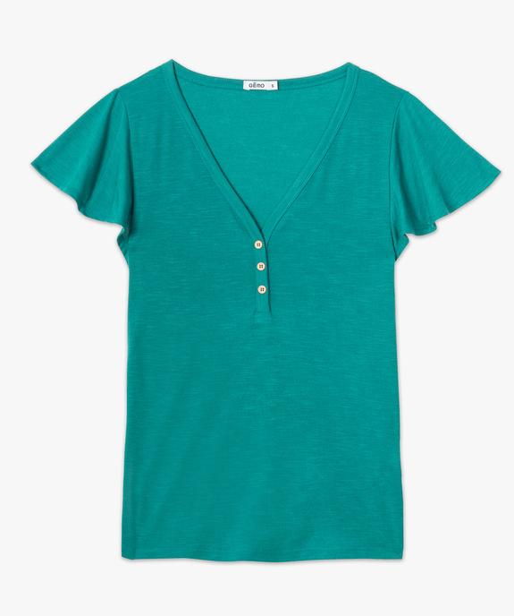 Tee-shirt femme manches courtes effet volant vue4 - GEMO(FEMME PAP) - GEMO