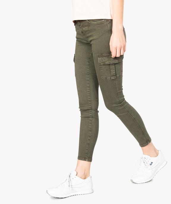 Pantalon femme cargo coupe skinny en coton stretch vue1 - FOLLOW ME - GEMO
