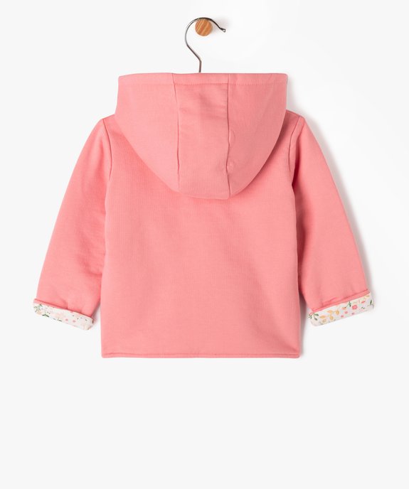 Sweat zippé à capuche réversible bébé fille vue5 - GEMO 4G BEBE - GEMO