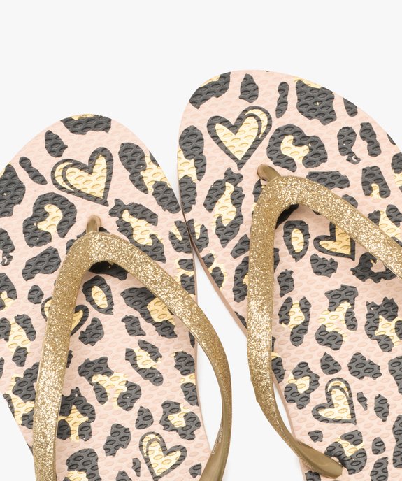 Tongs à brides pailletées et semelle motif léopard femme  vue3 - GEMO (PLAGE) - GEMO