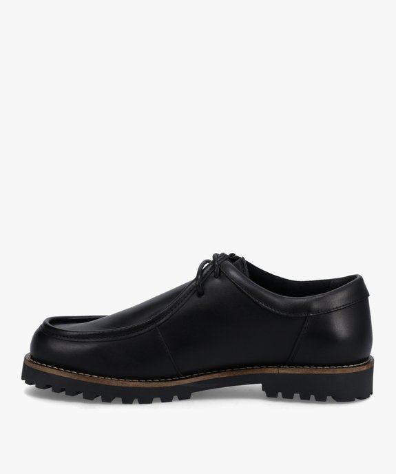 Chaussures bateau homme dessus cuir uni – Tanéo vue3 - TANEO - GEMO