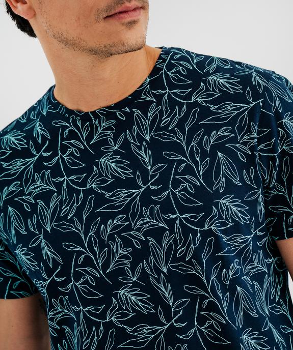 Tee-shirt manches courtes à motif feuillage homme vue2 - GEMO 4G HOMME - GEMO