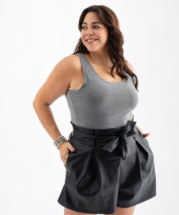 Débardeur femme grande taille uni en coton extensible vue5 - GEMO 4G GT - GEMO