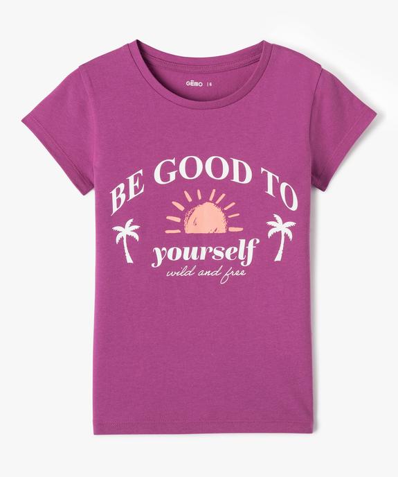 Tee-shirt fille à manches courtes avec large motif girly vue1 - GEMO (ENFANT) - GEMO