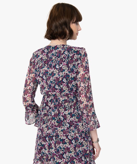 Blouse femme à motifs fleuris et décolleté cache-cœur  vue3 - GEMO(FEMME PAP) - GEMO