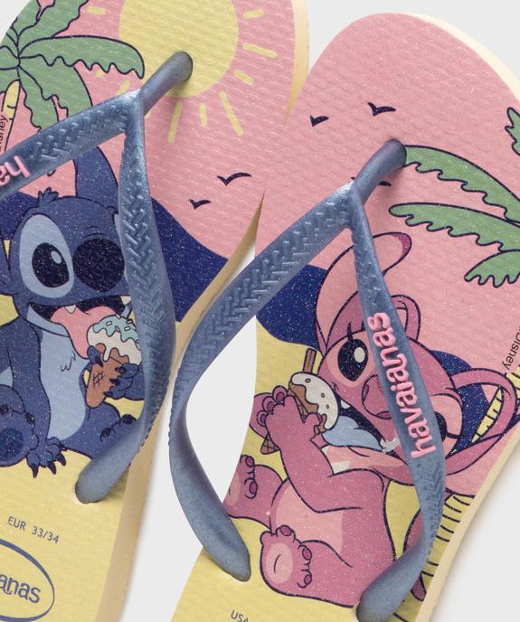 Tongs imprimés Stitch et Angel Kids Slim Disney fille - Havainas vue3 - HAVAIANAS - GEMO