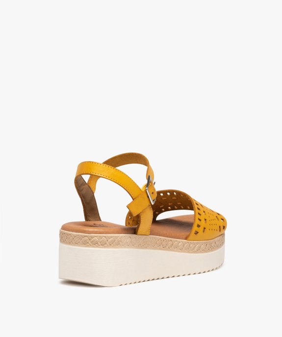 Sandales femme compensées dessus ajouré vue4 - GEMO(URBAIN) - GEMO