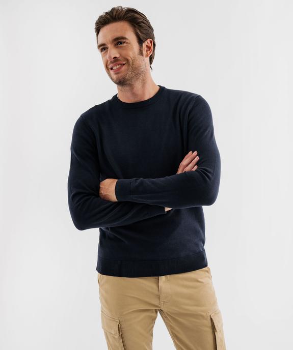 Pull en coton en maille fine à col rond homme  vue1 - GEMO (HOMME) - GEMO