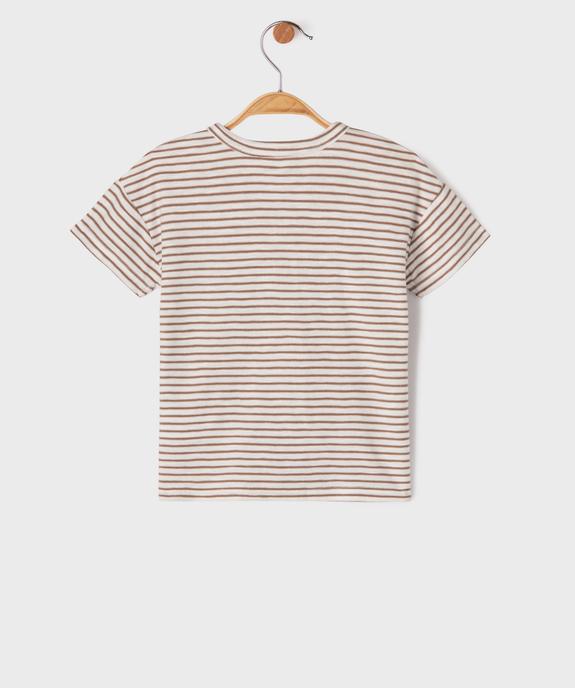 Tee-shirt rayé à manches courtes et col tunisien bébé garçon vue3 - GEMO(BEBE DEBT) - GEMO