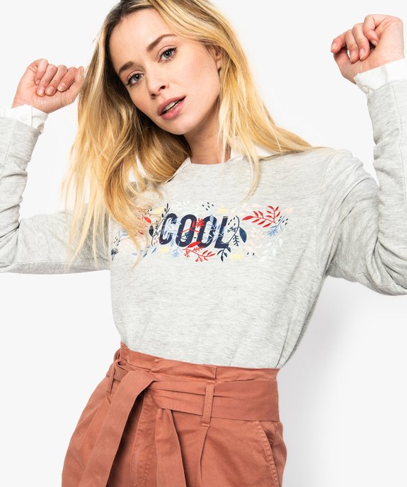 Sweat femme en coton biologique avec motif sur l'avant vue1 - GEMO 4G FEMME - GEMO