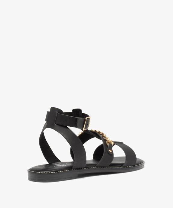Sandales femme à talon plat et brides unies avec chaîne vue4 - GEMO (CASUAL) - GEMO
