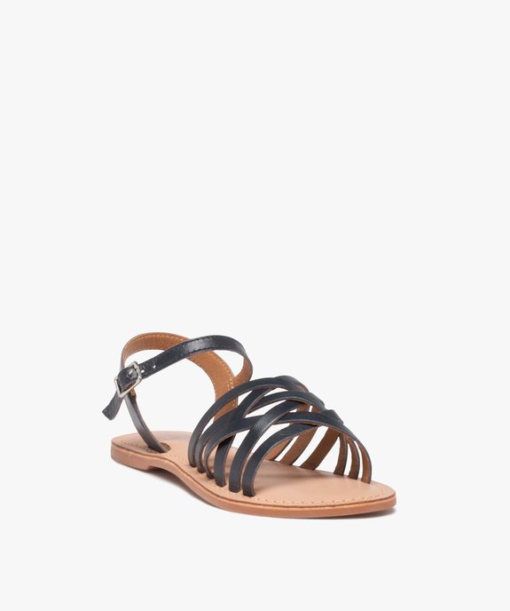 Sandales fille à fines lanières en cuir uni vue2 - GEMO (ENFANT) - GEMO