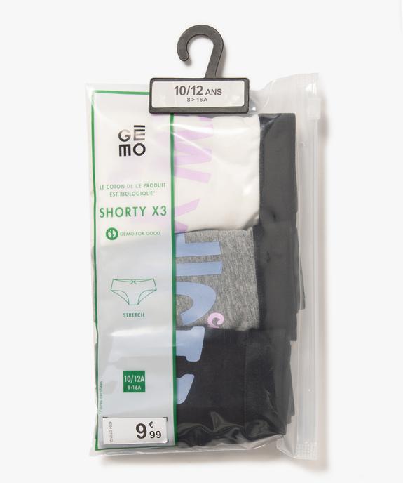Shorties en coton stretch inscriptions US fille (lot de 3) - GEMO 4G FILLE Shorties en coton stretch inscriptions US fille (lot de 3) vue1 - GEMO 4G FILLE - GEMO