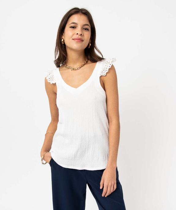 Débardeur à col V et volants en broderie anglaise femme vue6 - GEMO(FEMME PAP) - GEMO