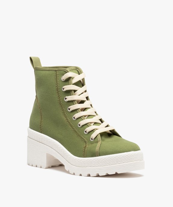 Tennis femme mid-cut en toile unie à talon et semelle crantée vue2 - GEMO (SPORTSWR) - GEMO
