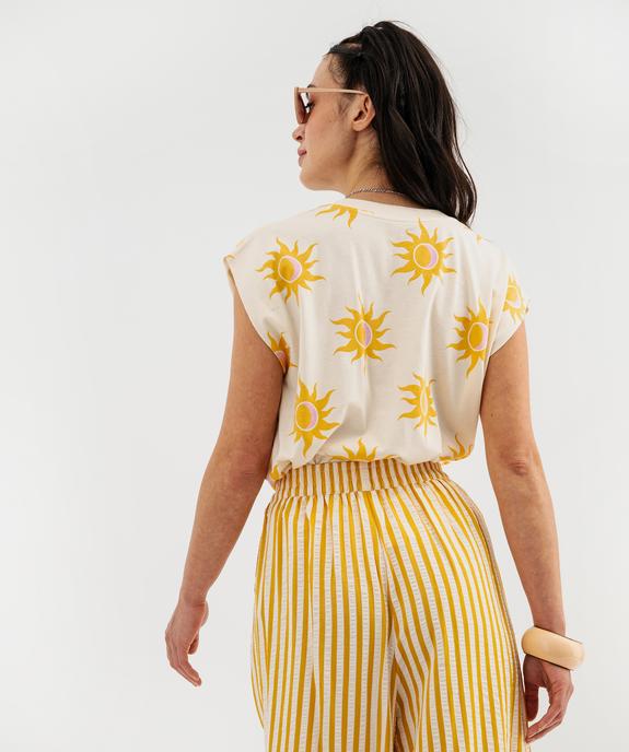 Tee-shirt sans manches en jersey de coton imprimé femme vue3 - GEMO(FEMME PAP) - GEMO