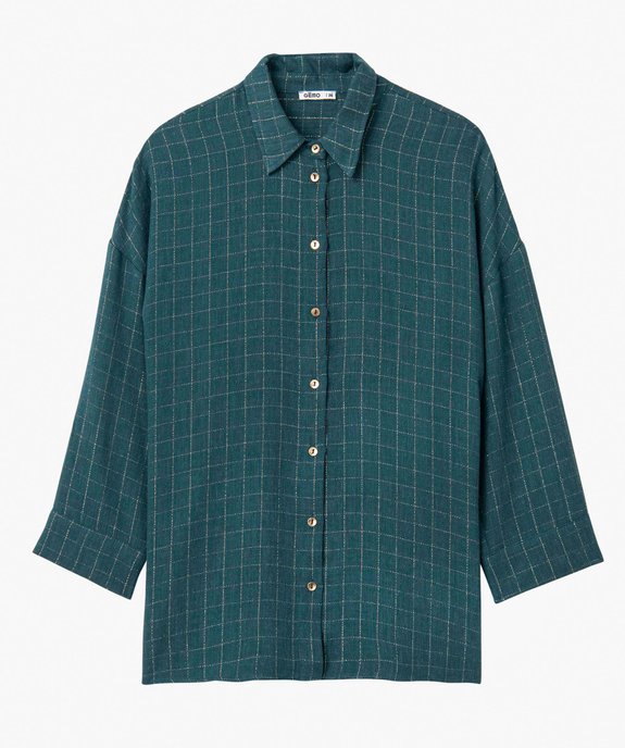 Chemise femme à carreaux en fil pailleté manches 3/4 vue4 - GEMO(FEMME PAP) - GEMO