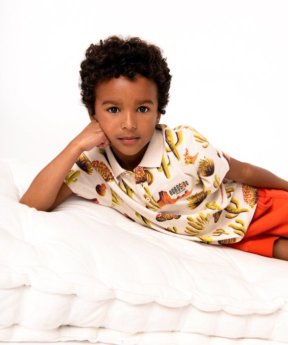 Polo garçon à manches courtes et motifs cactus vue1 - GEMO (ENFANT) - GEMO