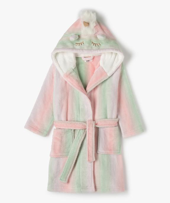 Robe de chambre fille multicolore avec capuche animée vue1 - GEMO (ENFANT) - GEMO